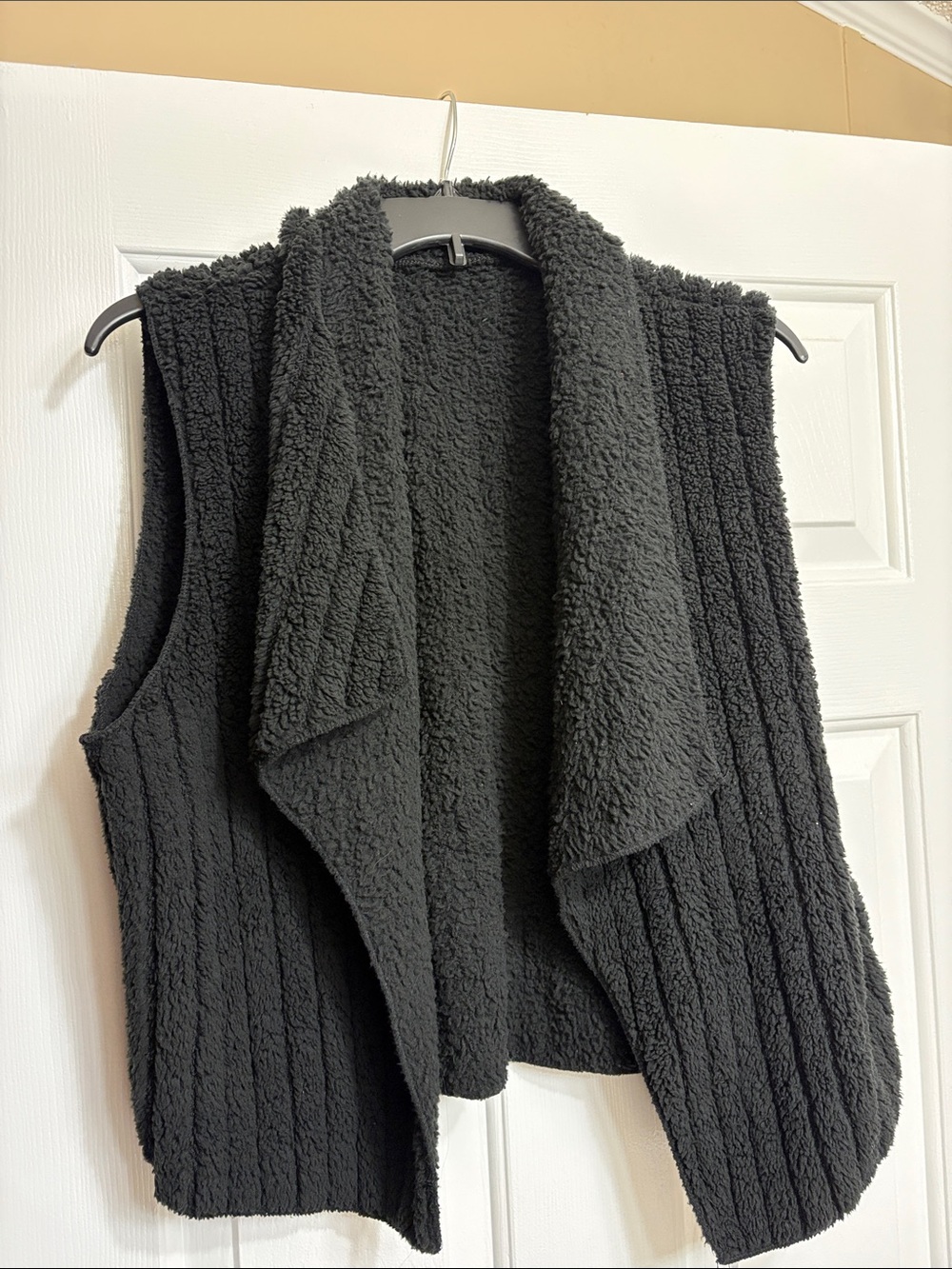 SHEIN Black Sherpa Open-Front Vest